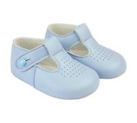 EARLY DAYS Baypods, Baby Shoes for Boys & Girls, Soft Soled Pre Walker Shoes, Soft Faux Leather, T Bar Style Shoes, Hole Punch, Made in England, Sky Blue, 0 UK Child