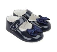 EARLY DAYS Baypods, Baby Shoes for Girls, Soft Soled Pre Walker Shoes, Soft Faux Leather Baby Shoes, Made in England Navy Patent, 3 UK Child