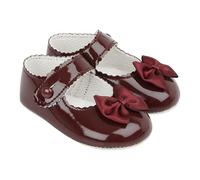 EARLY DAYS Baypods, Baby Shoes for Girls, Soft Soled Pre Walker Shoes, Soft Faux Leather Baby Shoes, Made in England Burgundy, 0 UK Child