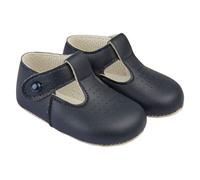 EARLY DAYS Baypods: Soft Soled Pre Walker Shoes for Boys & Girls, B625 T Bar Style With Hole Punch, Faux Leather, Made in England, Navy, 1 UK Child
