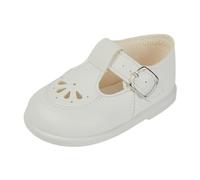 EARLY DAYS Baypods, Toddler Shoes with Hard Sole, Baby Boys & Baby Girls First Walking Shoes with Anti-Slip Sole, First Walkers, Petal Punch Design, Made in Britain, White, 5 UK Child