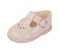 EARLY DAYS Baypods, Toddler Shoes with Hard Sole, Baby Boys & Baby Girls First Walking Shoes with Anti-Slip Sole, First Walkers, Petal Punch Design, Made in Britain, Pink Patent, 3 UK Child