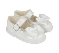 EARLY DAYS Baypods, Toddler Shoes with Hard Sole, Baby Girls First Walking Shoes with Anti-Slip Sole, First Walkers, Made in England, White Patent, 5 UK Child