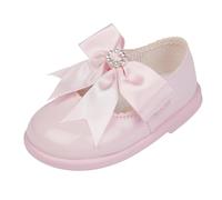 EARLY DAYS Baypods, Toddler Shoes with Hard Sole, Baby Girls First Walking Shoes with Anti-Slip Sole, First Walkers with Bow, Made in The UK, Pink Patent, 5 UK Child