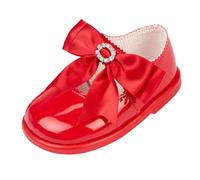 EARLY DAYS Baypods, Toddler Shoes with Hard Sole, Baby Girls First Walking Shoes with Anti-Slip Sole, First Walkers with Bow, Made in The UK, Red Patent, 6 UK Child