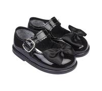 EARLY DAYS Baypods, Toddler Shoes with Hard Sole, Baby Girls First Walking Shoes with Anti-Slip Sole, First Walkers, Made in England, Black Patent, 4 UK Child