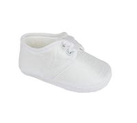 EARLY DAYS Jake Gibson Style Christening Shoe with Ribbon Laces White, Baby Shoes, Made in England