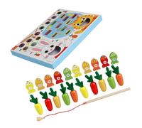 Early Learning Carrot Harvesting And Fishing Game Wood Educational Color Matching Toy For Preschool Fine Motor Skill Wooden Fishing Carrot Pulling Toy