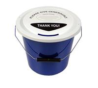3 Charity Money Collection Buckets 5 Litres - Blue