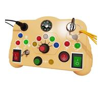 Early Learning Development Busy Board with LED Lights - Sensory Exploration Toy for Toddlers - Educational Activity Board for Preschool Children - Ideal Travel Play for Kids (B, 15.5x6x12.5cm)