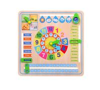 Early Learning Wooden Clock, Block Calendar Educational Toy, Preschool Learning Doll for Boys and Girls, Kids Time-Teaching Clock for Children’s Room, Kindergarten