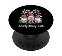 Early Literacy Coach Gnome Everything Is Fine Christmas PopSockets Adhesive PopGrip