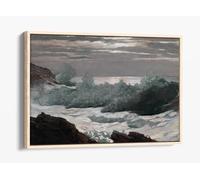 Early Morning After a Storm at Sea,Winslow Homer Canvas Floater Frame Print Picture Art - Light Oak Frame 18 inch wide x 12 inch high