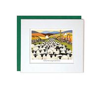"Early Morning Rush Hour" Mounted Greeting Card by Thomas Joseph - Irish Traffic Jam Sheep