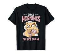 Early Mornings are Not for Me Funny Cat Coffee Sarcastic T-Shirt