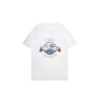 Early Spring Retro Oil Painting Colourful Printing Women's Short-Sleeved Black and White Cotton Personality Round Neck Short Couples Models T-Shirt-Color-4||s