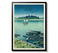 Early Summer Rain, Arakawa by Kawase Hasui, Traditional Japanese Woodblock Print, Ukiyo-e Wall Art Poster, 1932 Japan Decor, Archival Matte, A3 (Framed) - 42x29.7cm