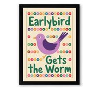 Earlybird Gets the Worm Minimalist Framed Wall Art Print A2 (59.4×42cm) Black, Wall Decor for Living Room, Bedroom, Office & Home, Ready to Hang, Art Gift