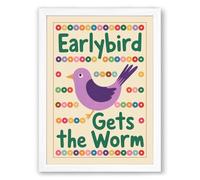 Earlybird Gets the Worm Minimalist Framed Wall Art Print A3 (42×29.7cm) White, Wall Decor for Living Room, Bedroom, Office & Home, Ready to Hang, Art Gift