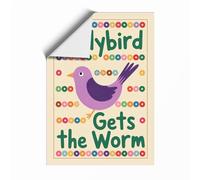 Earlybird Gets the Worm Minimalist Unframed Wall Art Print A2 (59.4×42cm), Wall Decor for Living Room, Bedroom, Office & Home, Art Gift