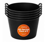 EarlyGrow 42L Flexi Tub with Handles 5-Pack Garden Storage Bucket