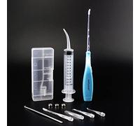 Earlywish Upgraded 6.75" Long LED Lighted Tonsil Stone Remover Tool, Blue, 5 Tips, Tonsillolith Pick Case + 1 Irrigator Clean Curved Tip Syringe