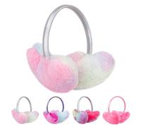 Earmuffs for Girls Women,Rainbow Winter Ear Cover,Warm Ear Muffs for Kids,Colourful Fluffy Earmuffs,Plush Ear Warmers,Soft Ear Protector,Windproof Winter Accessory for Outdoor,Behind the Head Earflaps
