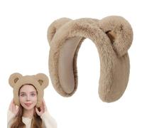 Earmuffs for Women Men, Winter Fluffy Ear Muffs Warmers Skiing Running Cartoon Bear Outdoor Thermal Ears Covers for Cold Weather, Headband Protector Windproof Earmuff for Girls Boys (Brown)