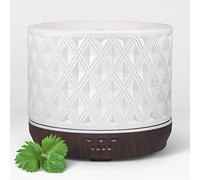 Earnest Living Essential Oil Diffuser for Large Rooms, 500ml Aromatherapy Diffuser with 4 Timers, 7 Night Lights, Auto Off, White Ceramic