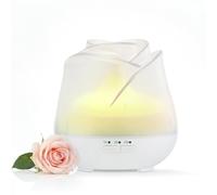 Earnest Living Rose Diffuser 150ml - Quiet Ultrasonic Aromatherapy for Bedroom, Office & Desk, 7-Color LED Light, USB Powered, Auto Shut-Off, Relaxation Gift for Women - Frosted White