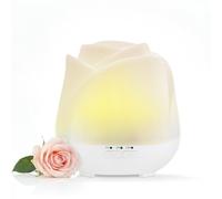 Earnest Living Rose Diffuser 150ml - Quiet Ultrasonic Aromatherapy for Bedroom, Office & Desk, 7-Color LED Light, USB Powered, Auto Shut-Off, Relaxation Gift for Women - Solid White