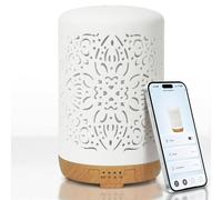 Earnest Living Smart WiFi Essential Oil Diffuser White Ceramic Diffuser 250 ml with Alexa Google Home App Phone Control LED and Auto Off Office Humidifier Aromatherapy Diffusers for Essential Oils