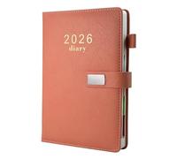 Earning Power Diary 2026, Faux Leather Diary 2026 A5 Page A Day,Productivity Daily Planner from Jan 2026 to Dec 2026 With Monthly Tabs, 3 Bookmark and Colorful Side Panels(pink)