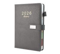 Earning Power Diary 2026, Faux Leather Diary 2026 A5 Page A Day,Productivity Daily Planner from Jan 2026 to Dec 2026 With Monthly Tabs, 3 Bookmark and Colorful Side Panels(Grey)