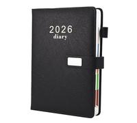 Earning Power Diary 2026, Faux Leather Diary 2026 A5 Page A Day,Productivity Daily Planner from Jan 2026 to Dec 2026 With Monthly Tabs, 3 Bookmark and Colorful Side Panels (Black)