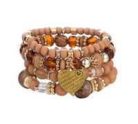 Earnings for Womens Stackable Bead Bracelets Ladies Mens Multilayer Bracelet Set Multicolor Jewelry Bangle Watch And Bracelet Set (B, One Size)