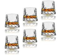 Earnmore 6 Pack Whiskey Glasses Rotatable Decompression Old Fashioned Whiskey Glasses - Bar Whiskey Glasses - Style Glassware for Bourbon - Glasses for Scotch - Rum Glasses (5 oz) (Minkabo-36)