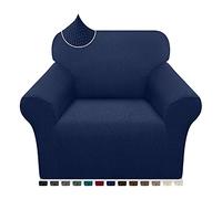 Earnmore High Stretch Armchair Covers Super Soft Chair Covers Upgraded Modern Sofa Slipcover for Dogs Pets Furniture Protector With Elastic Bottom (1 Seater,Navy Blue)