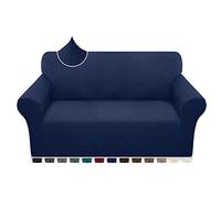 Earnmore High Stretch Sofa Covers 2 Seater Super Soft Loveseat Cover Upgraded Modern Sofa Slipcover for Dogs Pets Furniture Protector With Elastic Bottom(2 Seater,Navy Blue)