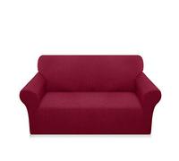 Earnmore High Stretch Sofa Covers 2 Seater Super Soft Loveseat Cover Upgraded Modern Sofa Slipcover for Dogs Pets Furniture Protector With Elastic Bottom(2 Seater,Wine Red)