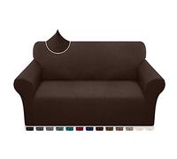 Earnmore High Stretch Sofa Covers 2 Seater Super Soft Loveseat Cover Upgraded Modern Sofa Slipcover for Dogs Pets Furniture Protector With Elastic Bottom(2 Seater,Chocolate)