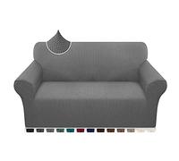 Earnmore High Stretch Sofa Covers 2 Seater Super Soft Loveseat Cover Upgraded Modern Sofa Slipcover for Dogs Pets Furniture Protector With Elastic Bottom(2 Seater,Light Gray)