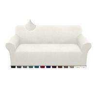 Earnmore High Stretch Sofa Covers Super Soft Loveseat Cover Upgraded Modern Sofa Slipcover for Dogs Pets Non Slip Furniture Protector with Elastic Bottom Machine Washable (4 Seater, Creamy White)