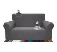 Earnmore Luxurlife Stretch Waterproof Sofa Cover for 2-Seaters, Stylish Pattern, Non-Slip, Scratch-Resistant Couch Cover with Non-Slip Foam, Light Grey (2-Seater)