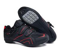 Earnmore Non-Slip Cycling Shoes, Breathable Carbon Fiber Road and Mountain Bike Shoes, Assisted Sports Shoes with Reflective Strips (8.5,red)