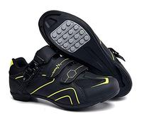 Earnmore Non-Slip Cycling Shoes, Breathable Carbon Fiber Road and Mountain Bike Shoes, Assisted Sports Shoes with Reflective Strips (7,Yellow)