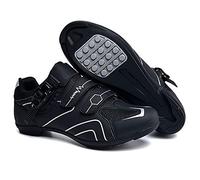 Earnmore Non-Slip Cycling Shoes, Breathable Carbon Fiber Road and Mountain Bike Shoes, Assisted Sports Shoes with Reflective Strips (10,Gray)