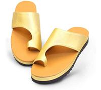 Earnmore Women Platform Sandal with Arch Support PU Leather Casual Feet Correct Flat Sole Sandals,Outdoor Anti Slip Clip Toe Orthopedic Bunion Corrector Sandals Stylish Beach Flip Flops