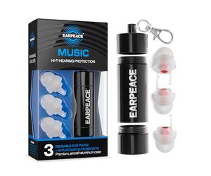 EarPeace Concert Ear Plugs - Reusable High Fidelity Earplugs - Hearing Protection for Music Festivals, DJs, Musicians, Motorcycles, Raves, Work & Airplane Noise Reduction - Standard, Black Case