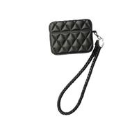 Earphone Case for AirPods Pro 3, Elegant Luxury Classical Diamond PU Leather Surface Earphone Case Soft Silicone Bag, AirPods Pro 3 Cover Protective Skin Protector for Earbuds +Lanyard-Black